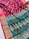 Maroon color bandhani silk saree with zari weaving work