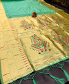Parrot green color paithani silk saree with golden zari weaving work