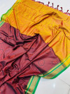 Maroon color soft muslin silk saree with woven design