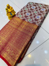 Magenta color kanchipuram silk saree with woven design