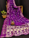 Magenta color hand bandhej silk saree with zari weaving work