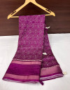 Magenta color soft cotton saree with printed work