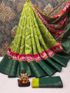 Parrot green color pashmina silk saree with digital printed work