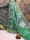 Green color soft cotton silk saree with printed work