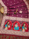 Magenta color soft handloom raw silk saree with woven design