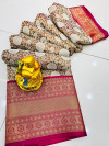Brown color kanchipuram silk saree with zari woven work