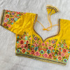 Heavy pure timo silk rainbow sequence work yellow color blouse