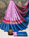 Lavender color pashmina silk saree with digital printed work