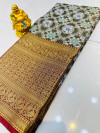 Gray color kanchipuram silk saree with woven design