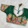 Heavy pure timo silk rainbow sequence work green color blouse