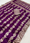 Magenta color dola silk saree with zari weaving work