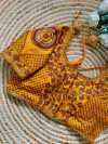 Fancy copper jari heavy embroidery work yellow color blouse