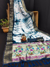Blue color dola silk saree with shibori print & meenakari weaving work