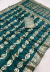 Rama green color dola silk saree with zari weaving work