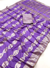 Lavender color dola silk saree with zari weaving work