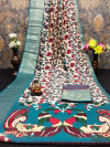 Beige color soft pashmina silk saree with kalamkari printed work
