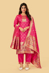 Pink color paithani silk unstitched dress