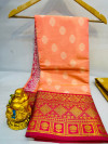 Baby pink color tissue silk saree with woven design