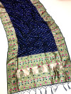 Navy blue color paithani silk saree with zari weaving work