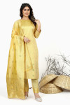 Light yellow color pure soft silk unstitched dress