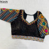 Heavy pure timo silk rainbow sequence work black color blouse
