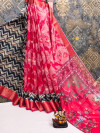 Gajari color soft cotton silk saree with printed work