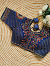 Fancy copper jari heavy embroidery work blue color blouse