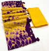 Multi color malmal cotton saree with hand bandhej printed work