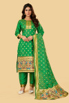 Green color paithani silk unstitched dress