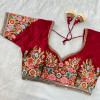 Heavy pure timo silk rainbow sequence work maroon color blouse