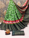 Green color pashmina silk saree with digital printed work