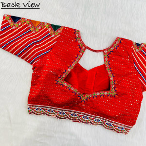 Heavy pure timo silk rainbow sequence work red color blouse