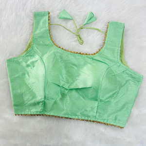 Pista green color designer phantom silk blouse
