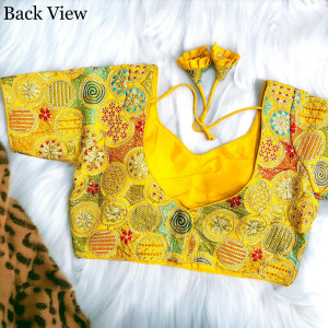 Heavy fox georgette with sequence work yellow color blouse