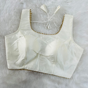 Off white color designer phantom silk blouse