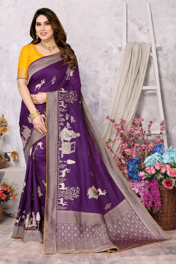 Trending Purple Color Silk Saree For Wedding – Joshindia