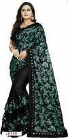 Soft lycra silk with floral printed ruffle saree