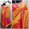 Orange color raw silk saree with  weaving pallu