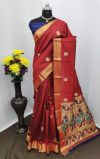 Maroon color Paithani silk zari work saree