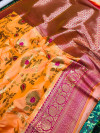 Orange color kanchipuram handloom silk saree with zari work