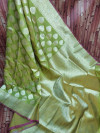 Pista green color kanchipuram silk handloom saree with zari work