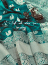 Rama green color banarasi silk saree with silver zari weaving work