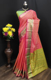 Pink color Soft Cotton silk weaving design saree
