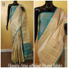 Cream color chanderi cotton saree with zari weaving border and pallu