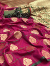 Wine color soft silk saree with zari weaving work