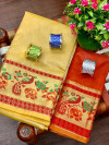 Soft crystal silk saree with contrast weaving border