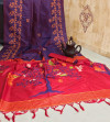Purple color soft raw silk weaving saree with exclusive contrast woven pallu