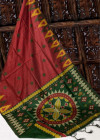 Handloom raw silk weaving saree with temple woven border and exclusive pallu