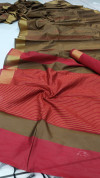 Raw silk katha weaving saree with zari woven border and pallu