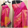 Pink color raw silk saree with  weaving pallu